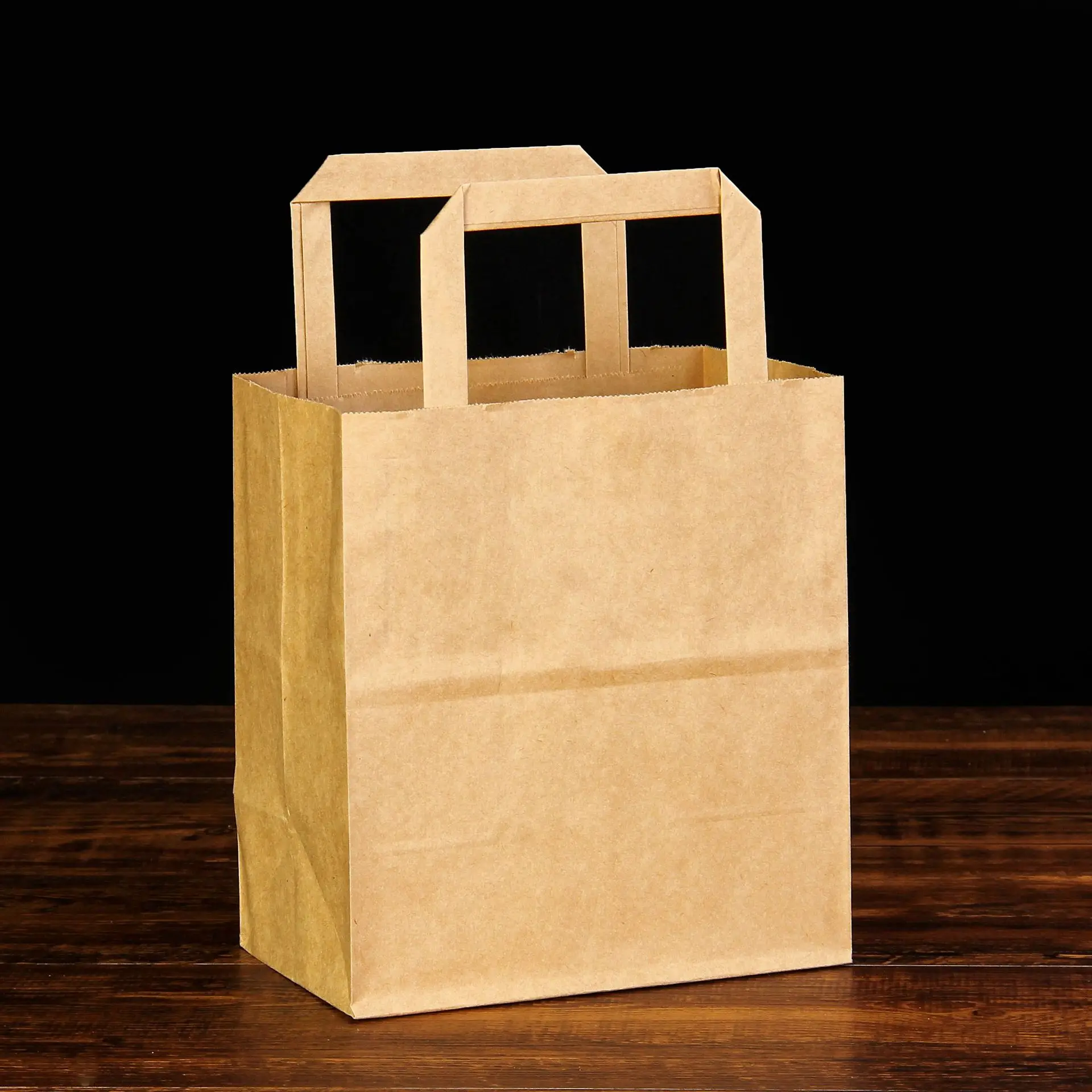 wholesale printed kraft paper  bags with LOGO custom  brown kraft paper bag with  handle 120 gsm for food packaging