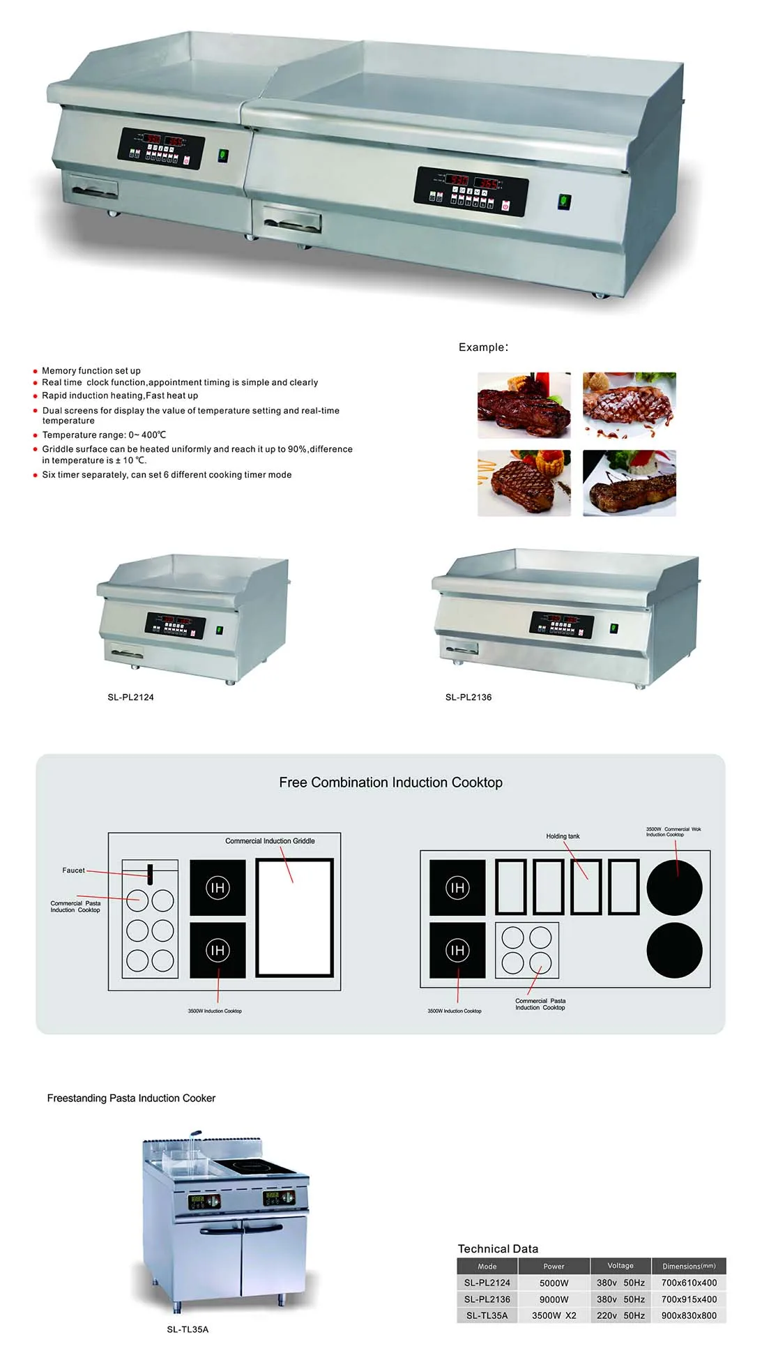 Commercial high quality electric flat griddle, 36 inch counter-top electric induction griddle
