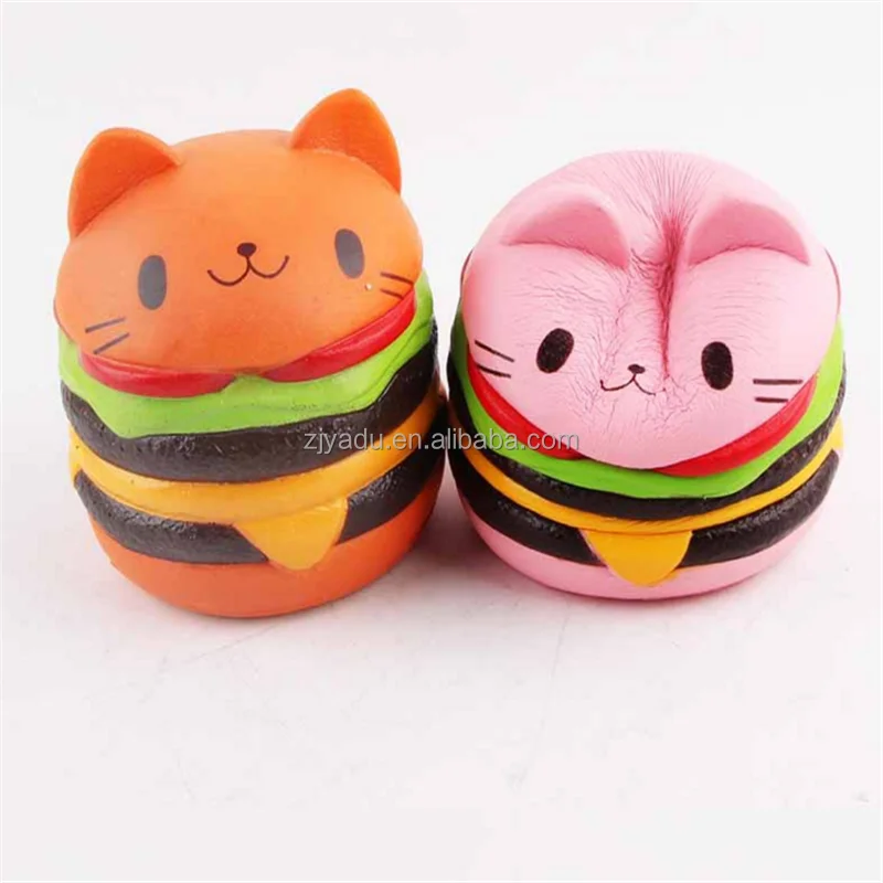  Новинка популярная сжимаемая медленно восстанавливающая форму игрушка из искусственной кожи гамбургер кошка декомпрессионный хлеб с завода