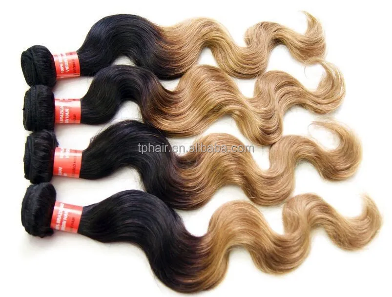 
Wholesale price factory Ombre human hair extension virgin brazilian hair Body Wave 1b27# 10