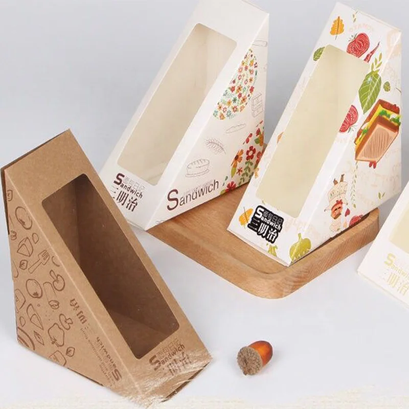 High quality food grade transparent skylight window sandwich bread bag packaging sandwich pastry box