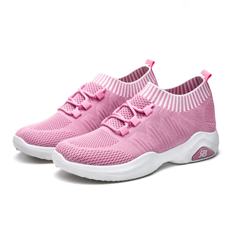 
flat sole running pink woman sports oem female shoes 