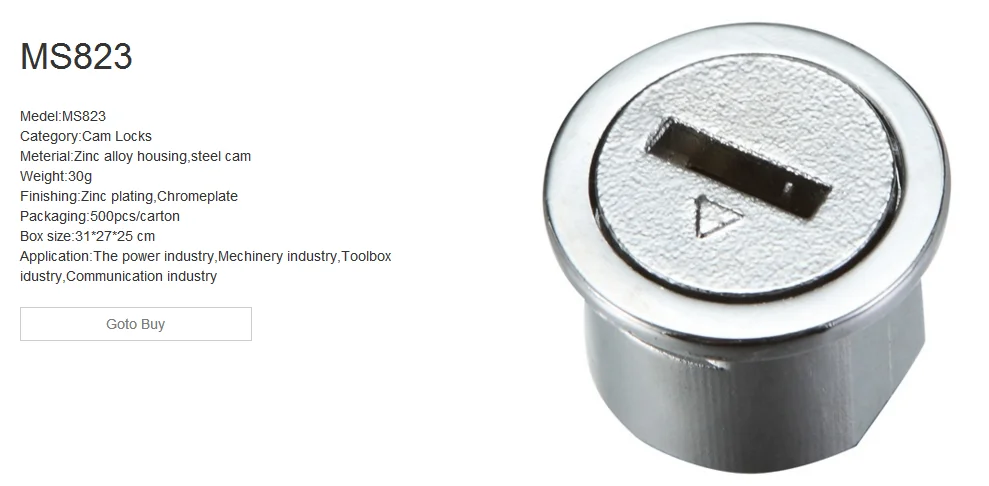 MS823 Zinc Alloy Chrome Coated Industry Cabinet Cam Lock