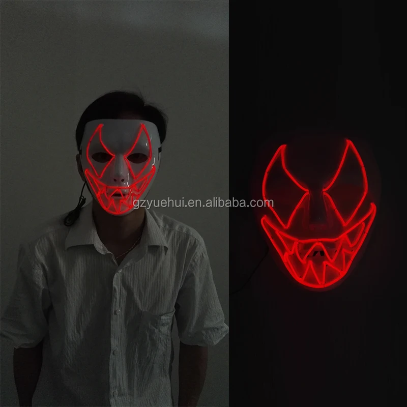 NEW Design DC-3V EL wire Jagged smile Mask Carnival terror Mask glowing Festival LED Glowing Party Halloween Flash Mask Supplies