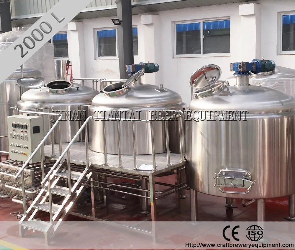 Tiantai 2000L steam customized beer brewery equipment microbrewery system brewing machine