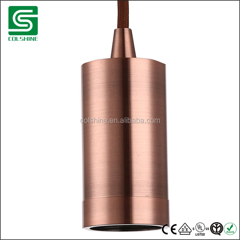 E27 Metal Pendant Lamp Holder with Ceiling Canopy and Textile Cable