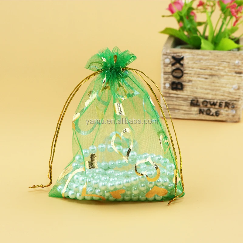 Customized colorful Drawstring jewelry gift Cheap organza gift bag