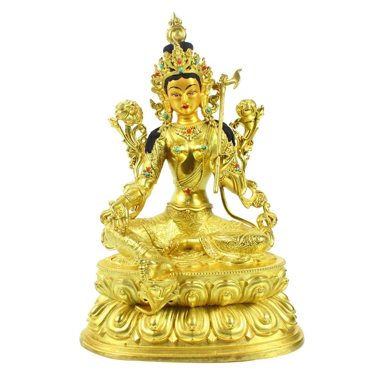 Customized Golden 21 Tara Tibetan Buddha Statue Religious Bronze Carved Buddha Tara Statue