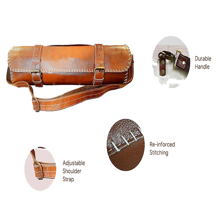 Roll Up Foldable Handmade Leather Chef Knife Bag