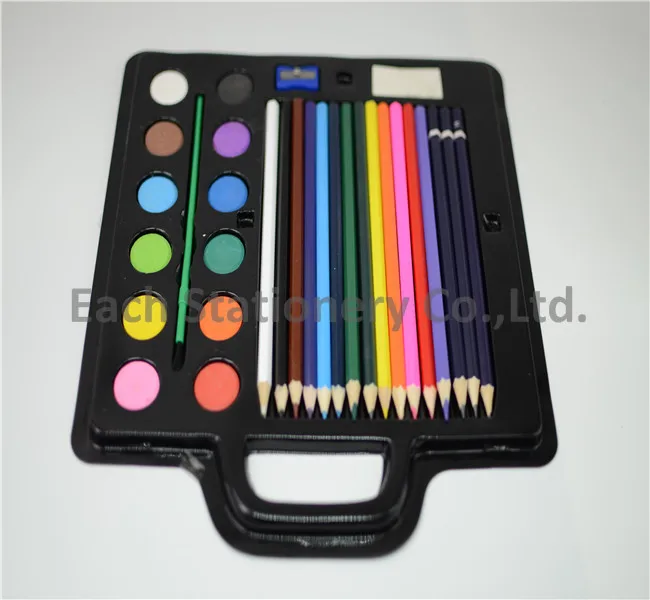 best sale kids painting set 9 colors solid watercolor with plate for promotion