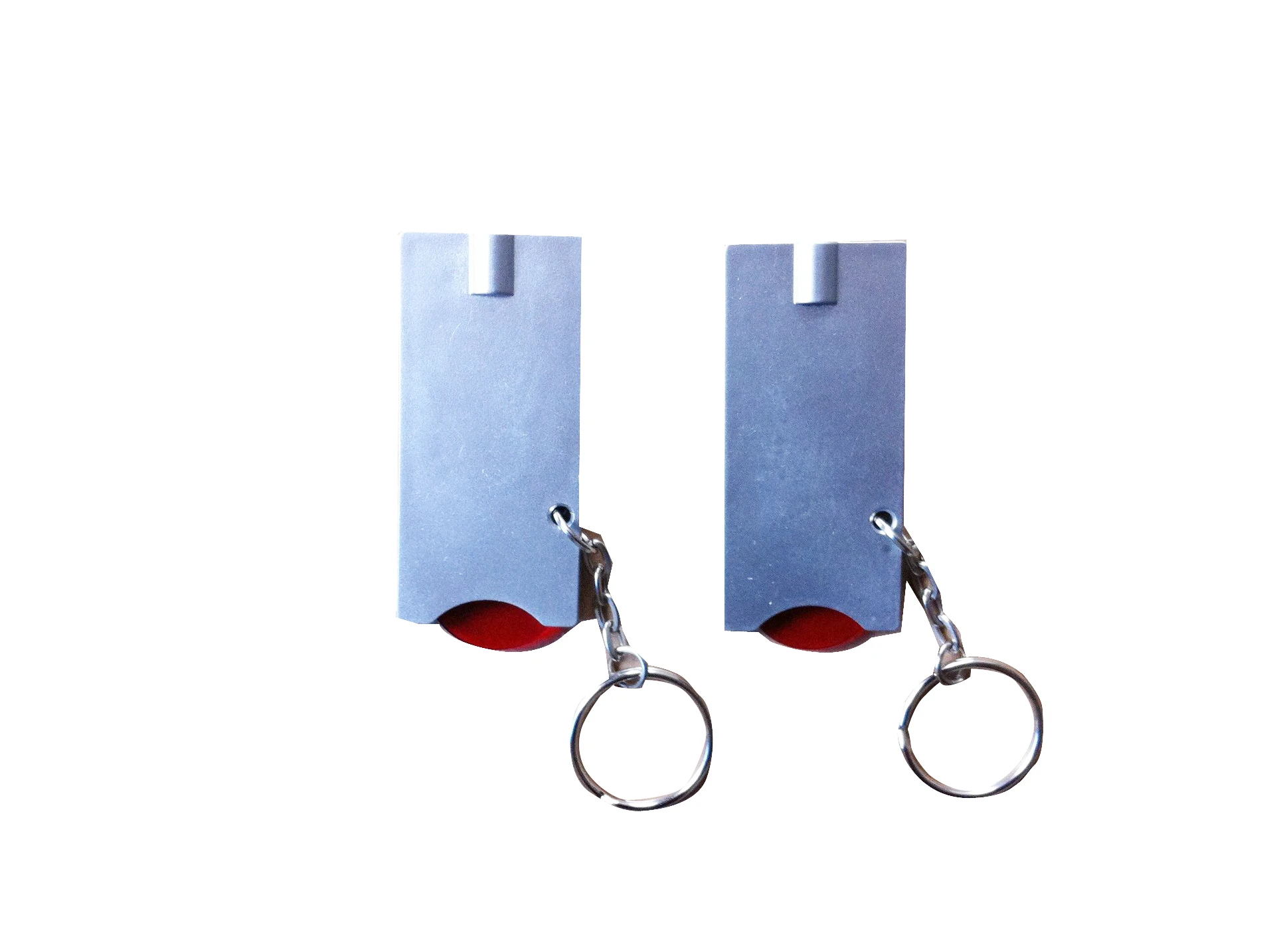 Promotional Plastic Led Trolley Euro Coin Holder  Key chain, Trolley Coin Keyring, Flashlight Supermarket Shopping Cart Keychain