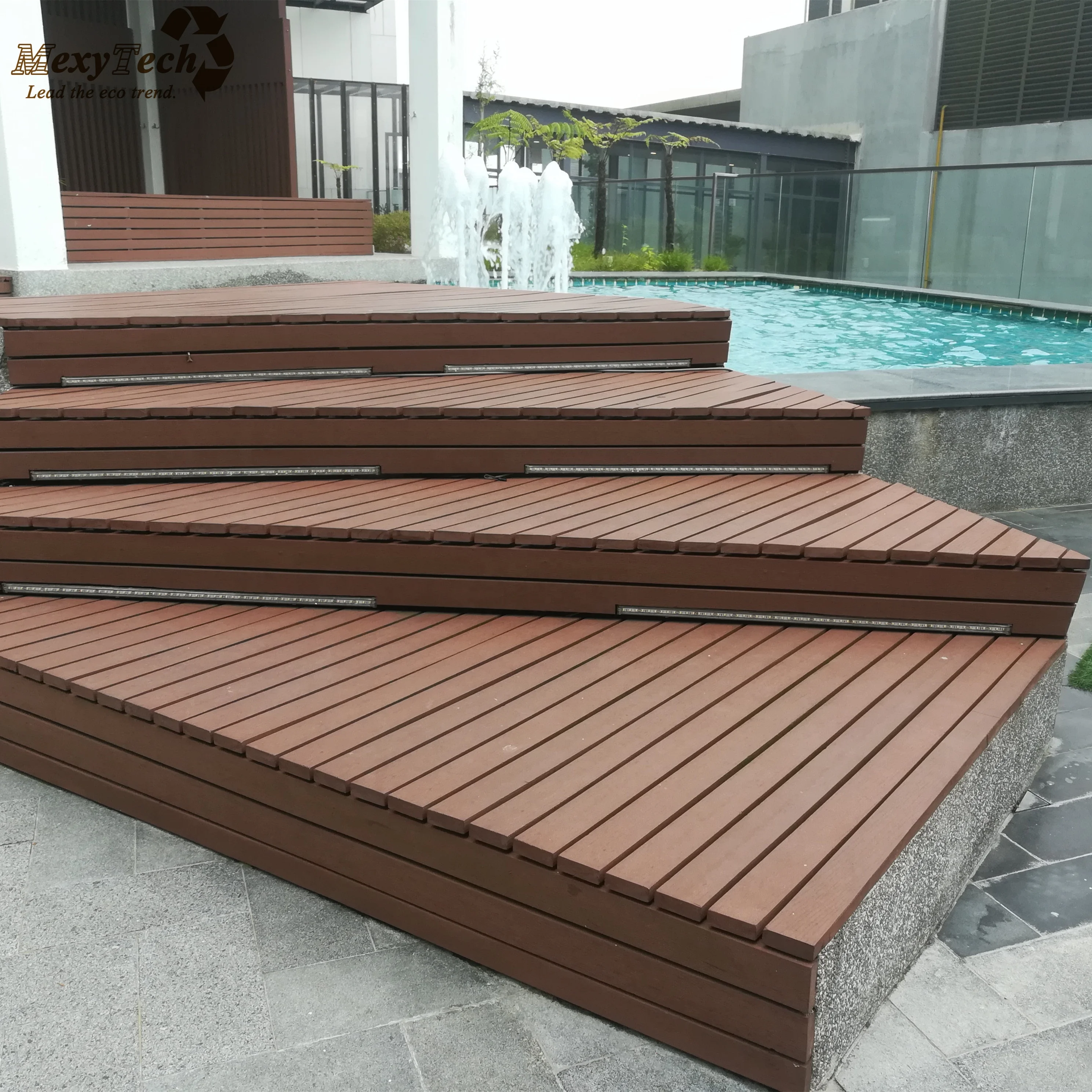 Waterproof terrace no glue outdoor wpc decking anti-slip composite board