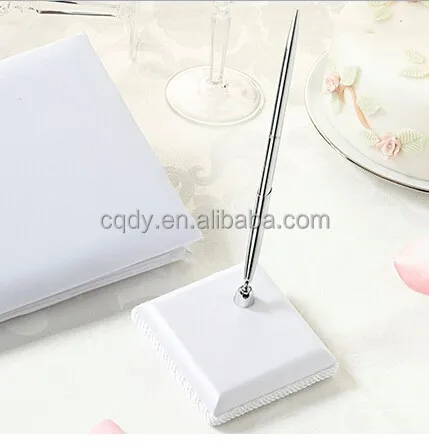 Western Plain Wedding guest book and pen set,ivory or white guest signature book and pen holder,wedding accessories