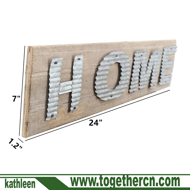 
Wall Amount Reclaimed Barn Wood Plank with Galvanized Metal Word Wall Decor Plaque Home Sign 