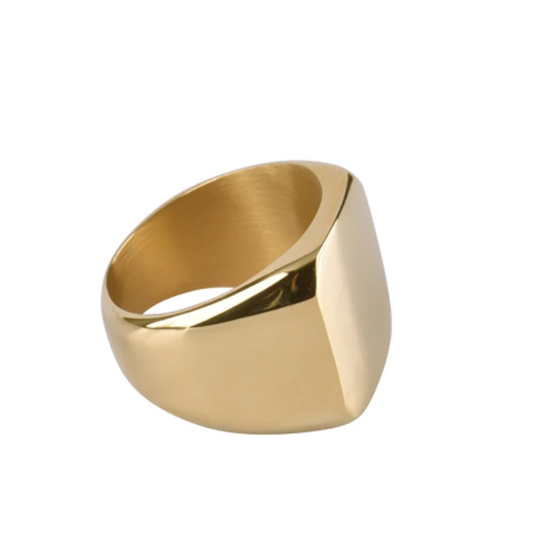 Wholesale Custom High Polished Gold Plated Blank Signet Men Ring