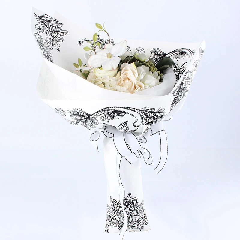 
60*60CM black white red colorful plastic wrapping paper printed flower paper 