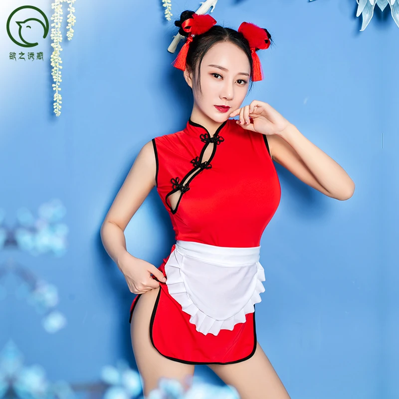 
wholesale Japanese Korea sexy cosplay costumes women sleeveless mandarin collar retro dress sexy maid costumes 