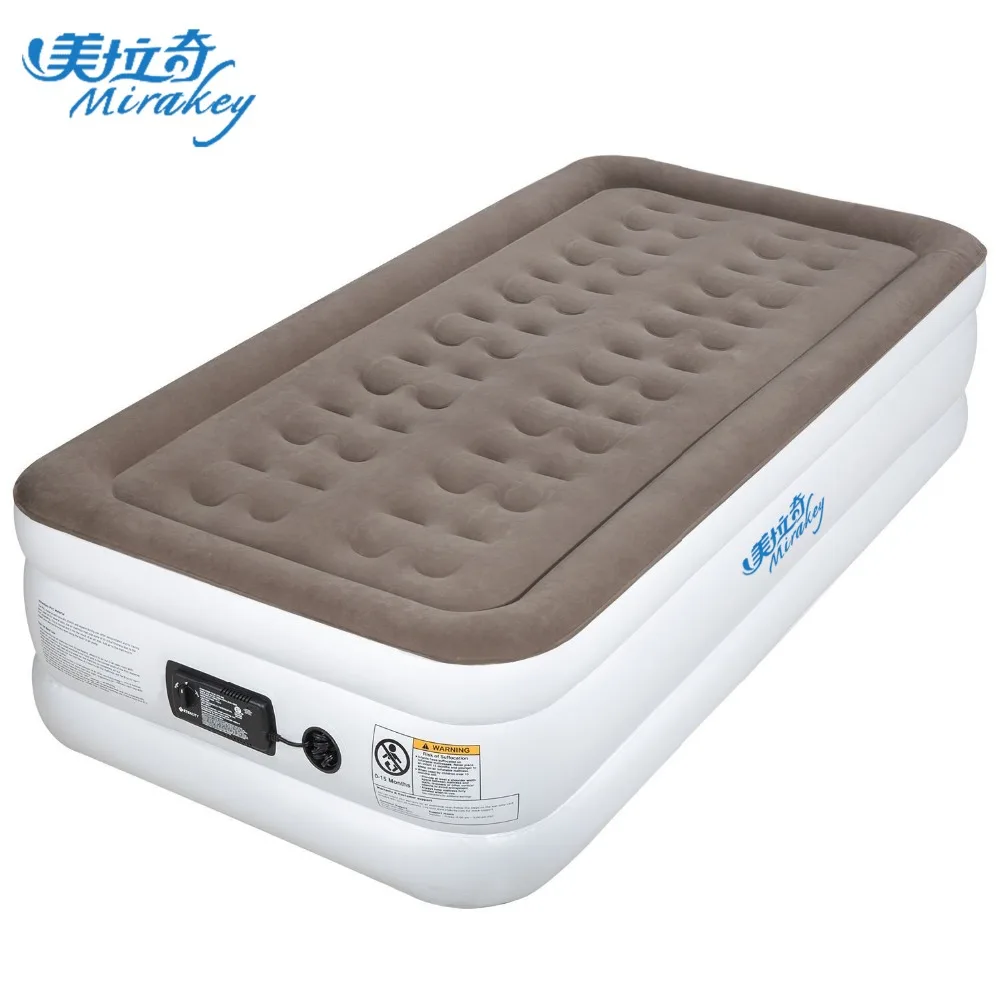 Mirakey flock single size mattress inflatable bed with electric pump for adults air bed mattress