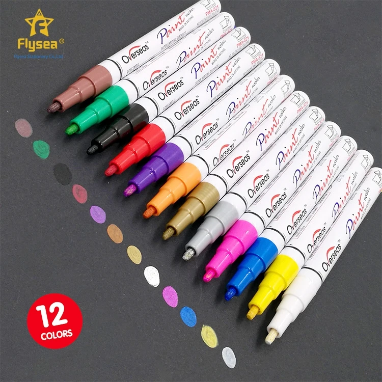 Direct Selling Customization 12 Colored Safety Ink Durable Pen Permanent Marker Paint