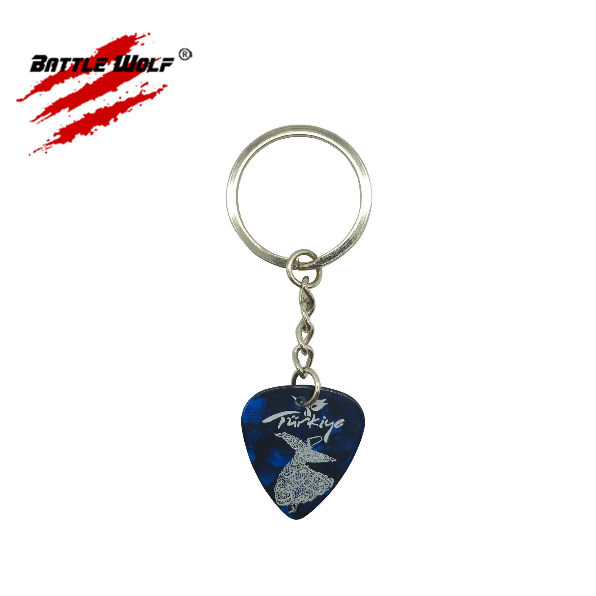 Hot Sell Custom Design Guitar Pick Keychain
