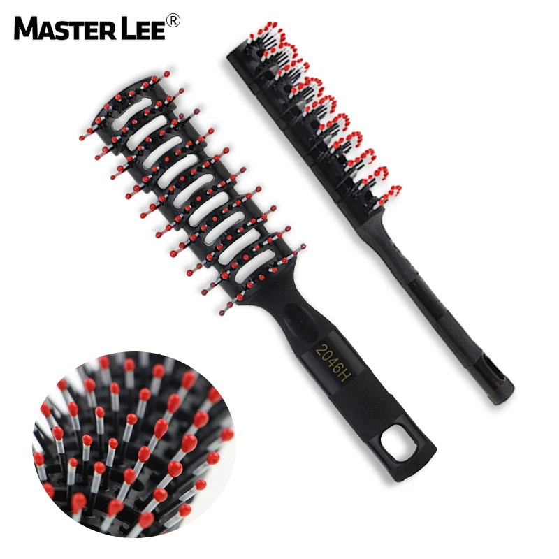 Masterlee Brand Black Bristle Plastic Rib Brush For Hair Profession Salon