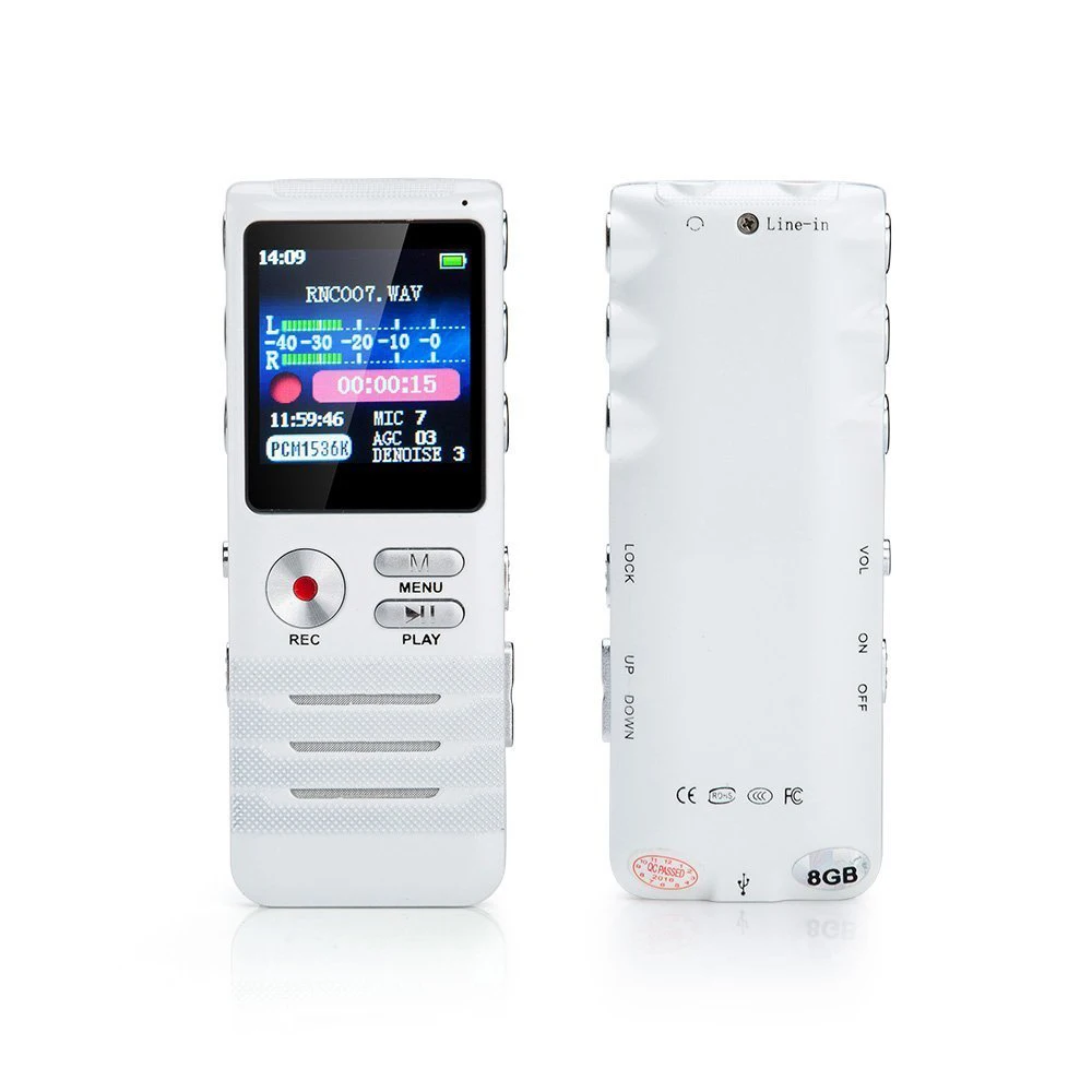 Double Microphone Noise Cancelling HD Recording 1536kbps Digital Voice Recorder