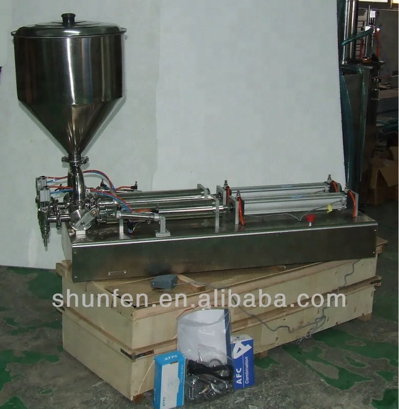 Benchtop semi-auto double-head cream filling machine(100-1500ml) (Dosing machine for sauce, chili, tomato sauce, paste and jam)