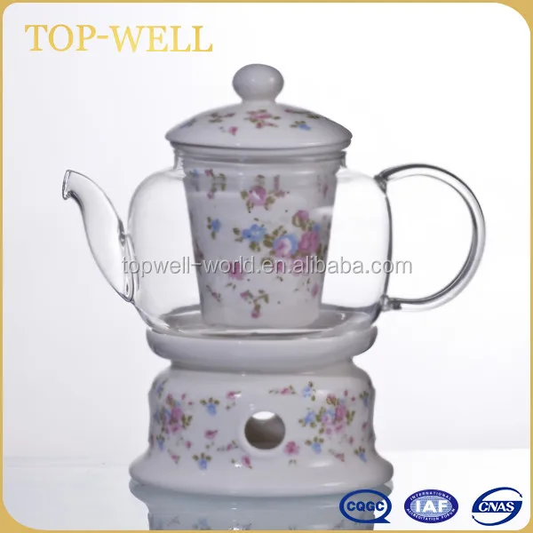 Hot sell 800ml heat resistant glass teapot with porcelain infuser made in china wholesale 600ml~1400ml
