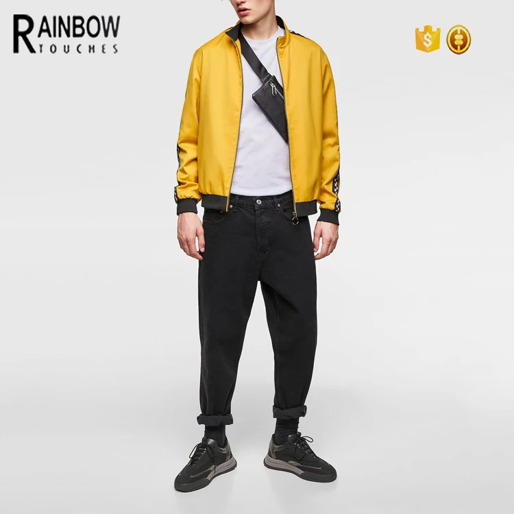 WHOLESALE YELLOW JACKETS CUSTOM CASUAL FASHION SIDE STRIPE MENS JACKET