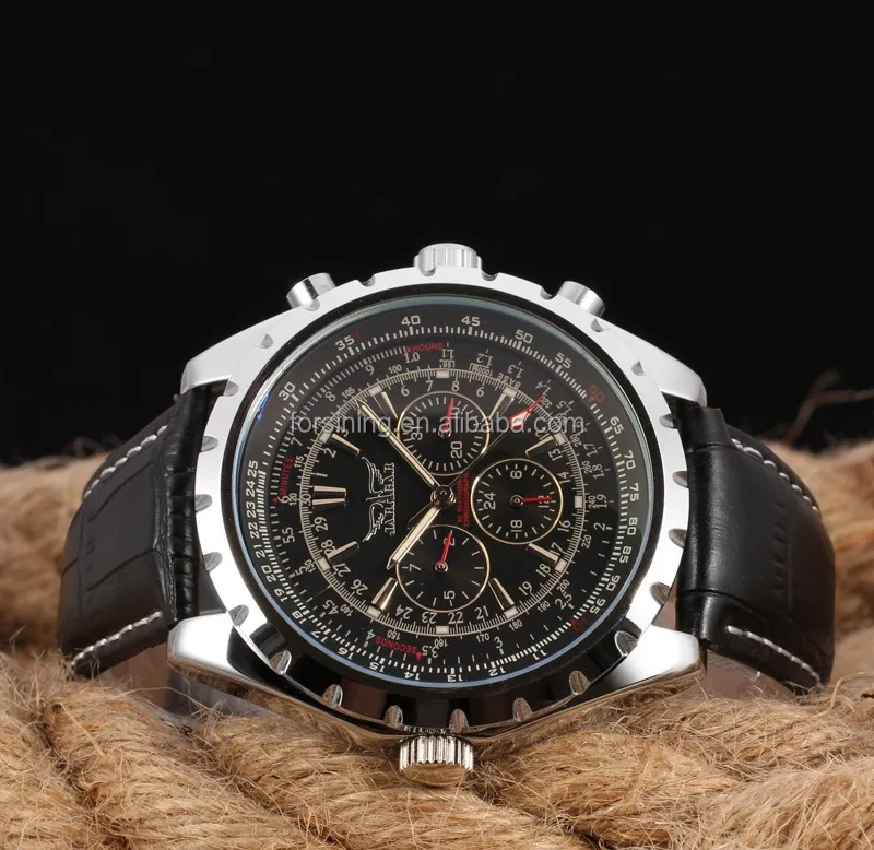 Jaragar mens automatic watches men luxury brand orologio uomo vintage style discount genuine leather OEM watches