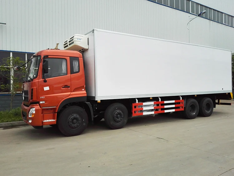 Dongfeng 8X4 350Hp 59.2M3 20 Ton Complicated Road Condition Lightweight Design Refrigerator Freezing Van Cargo Truck