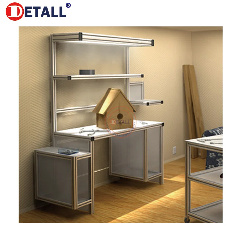 modular industrial electrical aluminium work table with metal straight stand