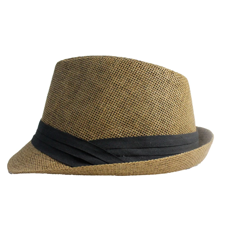 Summer short brim straw china wholesale cheap men straw plain mini fedora hat