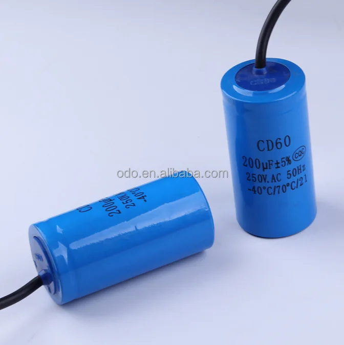 custom size china 200uf 250v cd60 start aluminum electrolytic capacitor general purpose for motor en60252 with CE&ISO