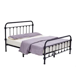 Popular metal bedroom furniture queen bed black stainless steel bed frame