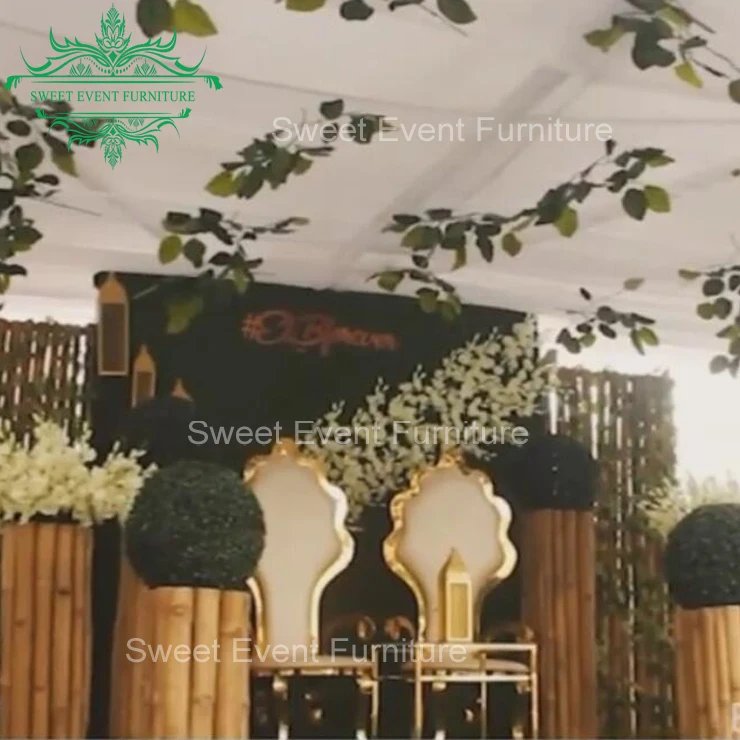 wedding  furniture PU leather high back leisure  gold dining chairs for event