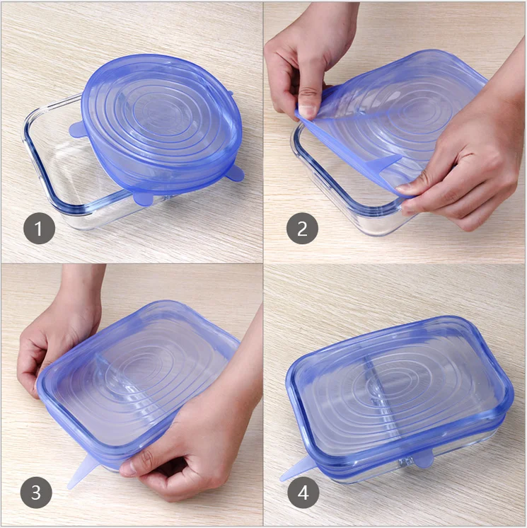 Best Seller Set of 6 Silicone Pot Cover Lid, Fresh Silicone Food Cover