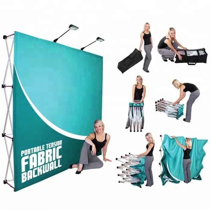 Portable Trade Show Fabric Pop Up Display Banner Backdrop Stand