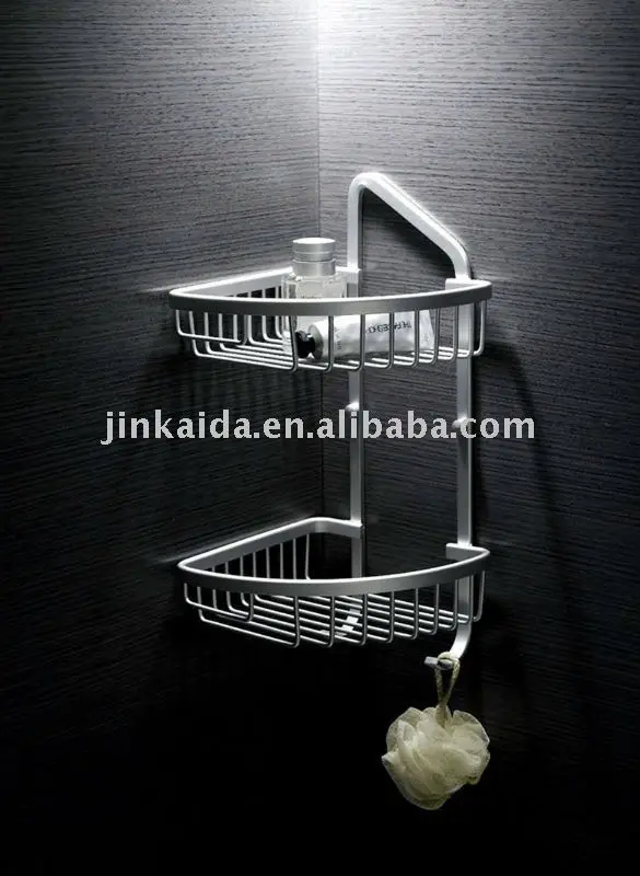 
Aluminum Bathroom Rack corner shelf corner basket with hooks 
