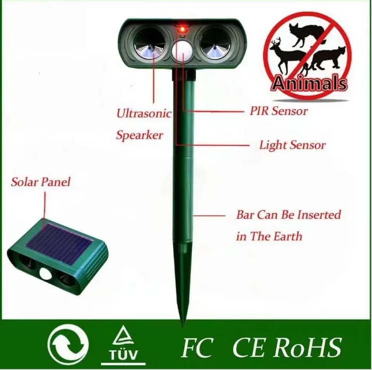 motion solar ultrasonic animal cat dog bird snake Animal Repeller , Bird Ultrasonic Animal Repellent mole repellent