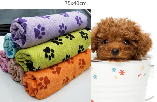 Microfiber pet bath towel  Dog daily bath towel  Printed dog claw towel