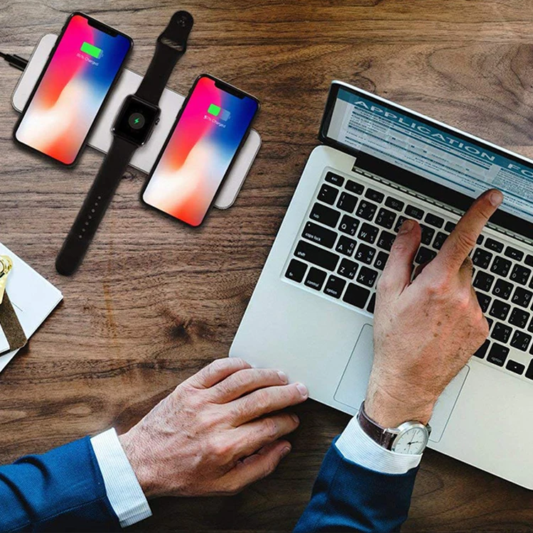  Беспроводное зарядное устройство Airpower 3 в 1 для iphone мобильных телефонов часов и air pods