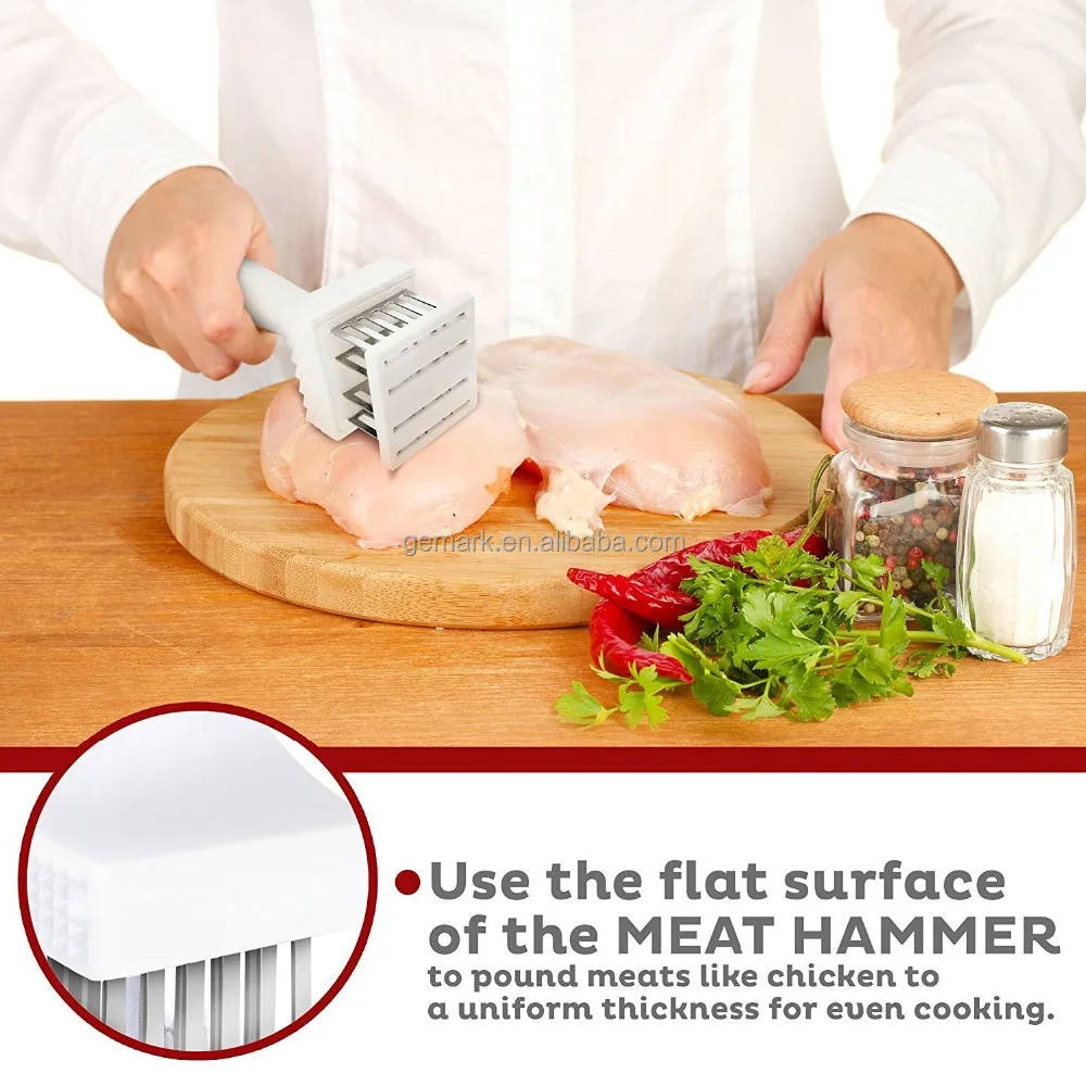 Инструменты для приготовления пищи 3-сторонняя квадратном каблуке Острый размягчитель с иглы из нержавеющей стали 2 в 1 из мяса и птицы ..