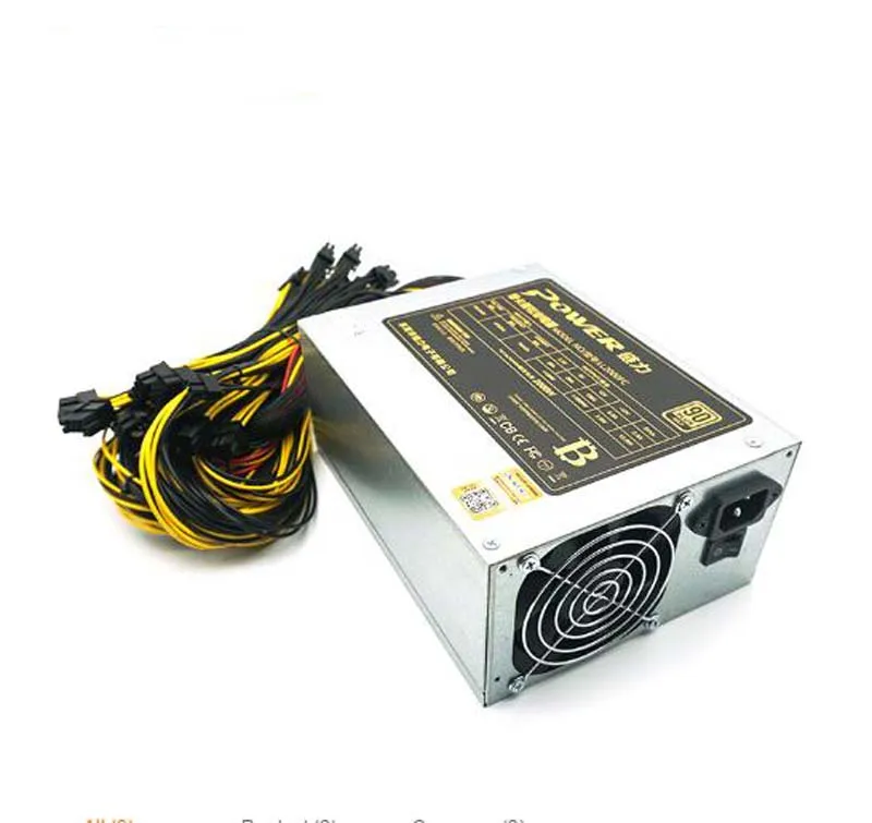 2000 Вт монета добыча питание PSU для 8 GPU BTC Eth Rig эфириума Шахтер 2000 Вт ATX PSU SATA IDE MAX2400W