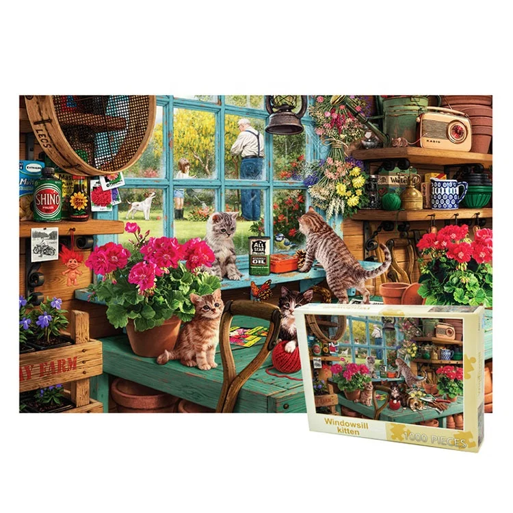 Full Square Picture DIY toys Color city wooden puzzle 1000 pcs custom