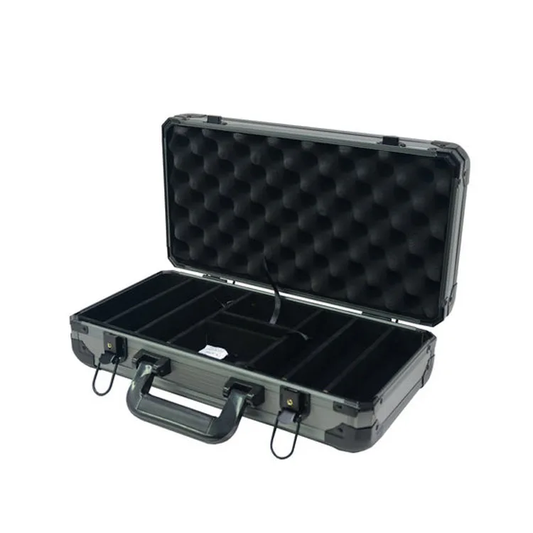Heavy duty black aluminum poker chip metal case