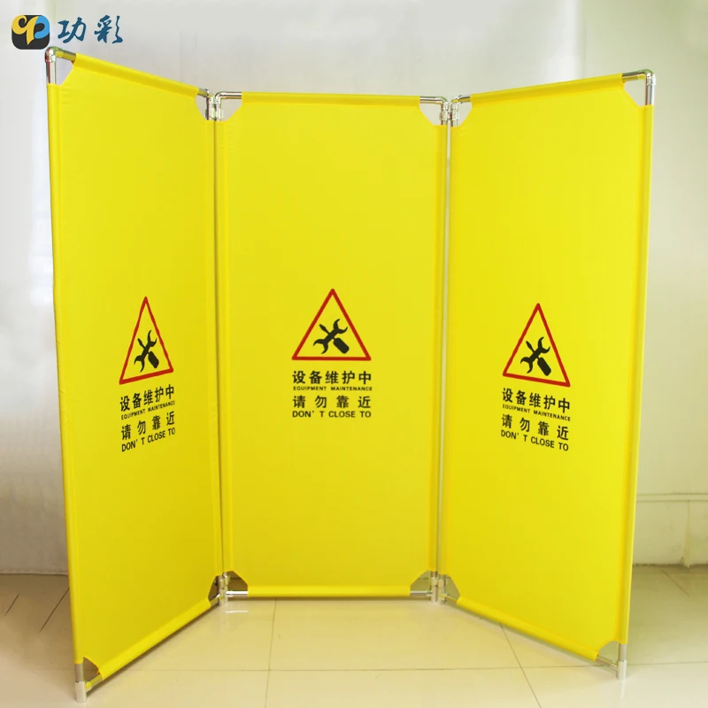 Stainless Steel Folding Oxford Cloth Foldable Sign Panel Maintenance Elevator Safety Barricade