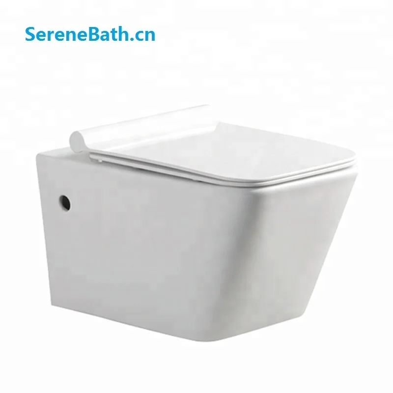 Short tank length square compost waterless wall mounted water closet commode