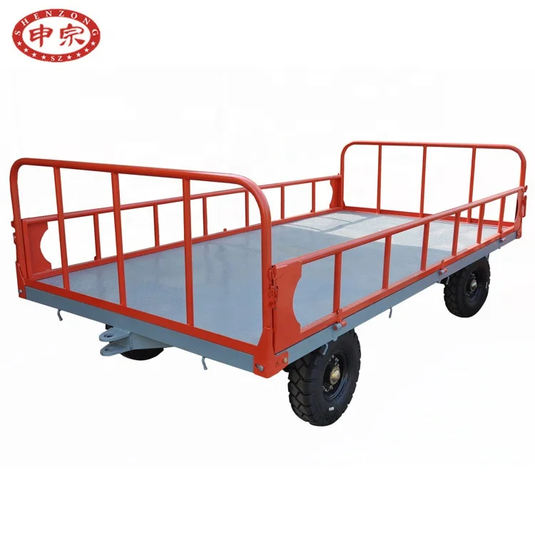 forklift tow airport cargo trailer platform trailer with rail for sale