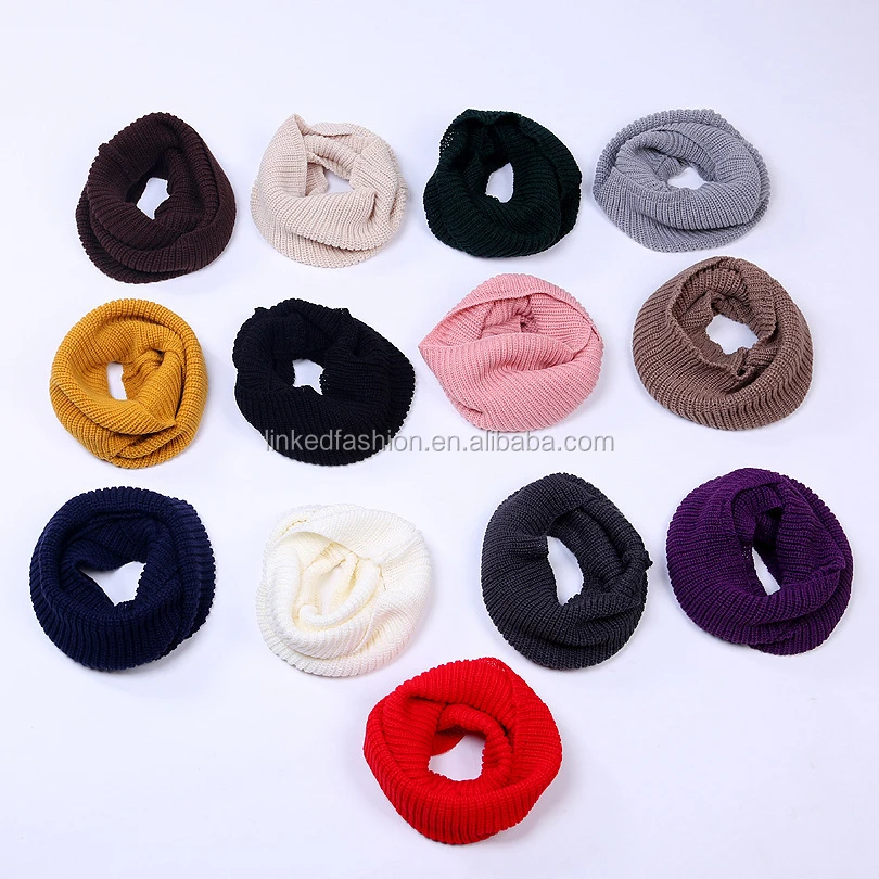 Winter Women Infinity Scarf Casual Warm Knitting Soft Ring Scarves Round